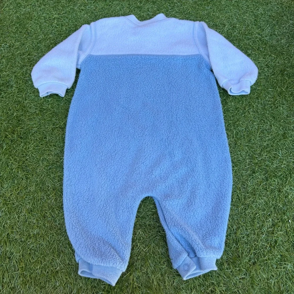 Vtg OshKosh Baby Boy Blue Fleece Dog Woof Sleepsuit Romper 3-6‎ Months 12-16 lbs